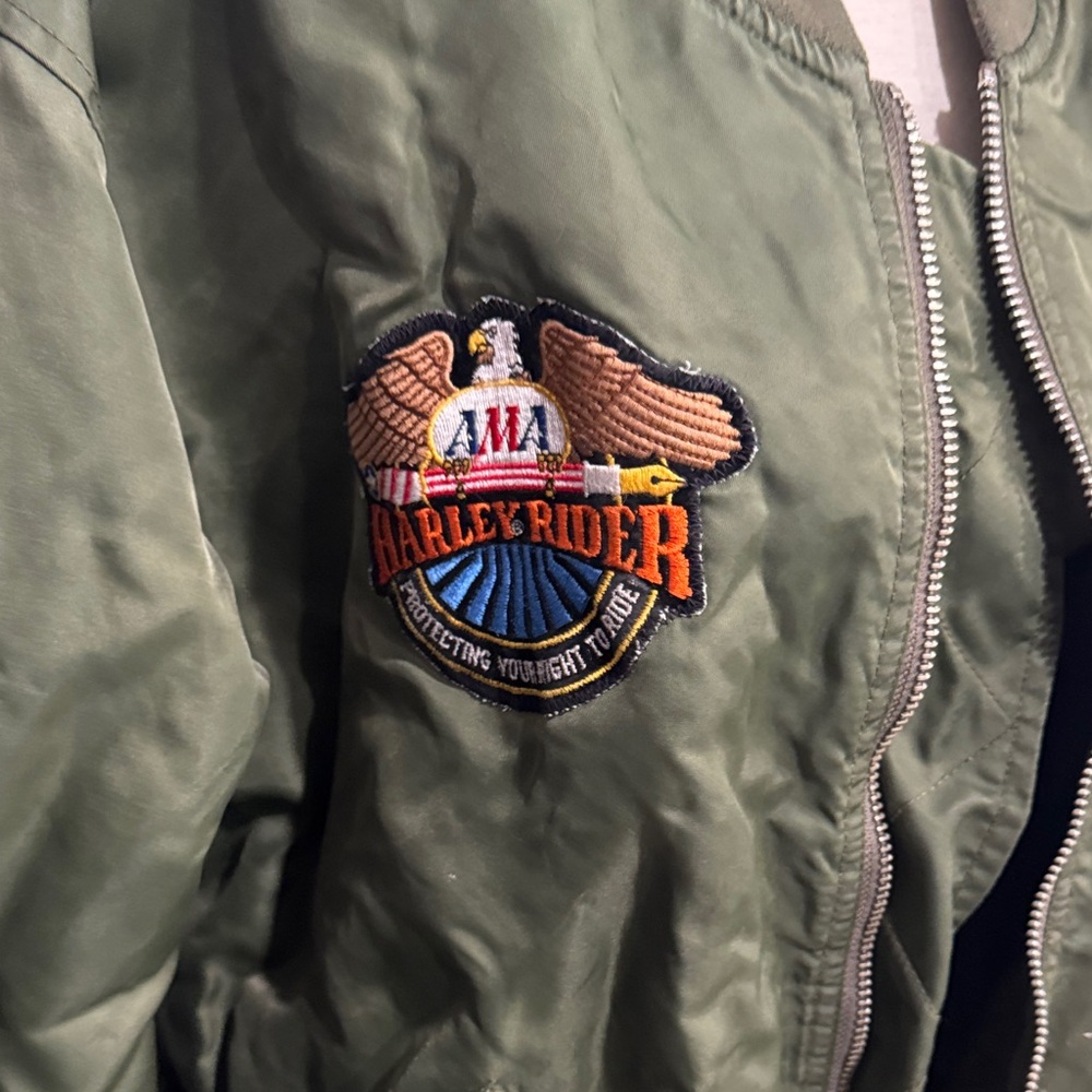 Harley Davidson Men's Green Bomber Jacket - Picture 3 of 13